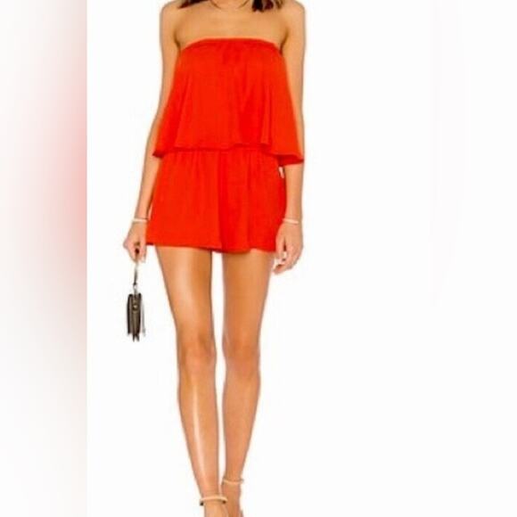 Woman’s Show Me Your MuMu Red Thelma Strapless Romper Size XSmall - Picture 1 of 6